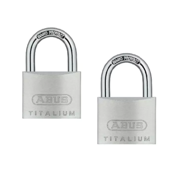 Kłódka Abus - 727TI/30 TWINS - 2 kłódki pałąkowe aluminiowe TITALIUM w systemie 1 klucza - blister