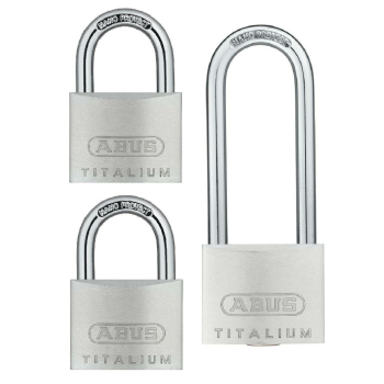 Kłódka Abus - 727TI/40HB63 TRIPLES - 3 kłódki pałąkowe aluminiowe TITALIUM w systemie 1 klucza - blister