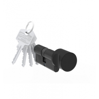 Wkładka Łucznik - E8 profil D z gałką 45G/30 aluminium - czarna anoda