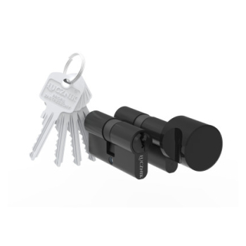 Wkładka Łucznik  - E8 profil D 30/50 + 30G/50 w systemie 1 klucza aluminium - czarna anoda